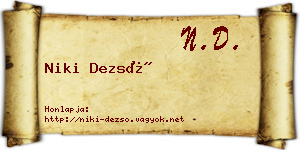 Niki Dezső névjegykártya